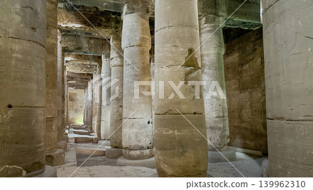 Beautiful interiors and ancient hieroglyphs in the Temple of Seti I in Abydos, Egypt. Beautiful interiors and ancient hieroglyphs in the Temple of Seti I in Abydos, Egypt. 139962310