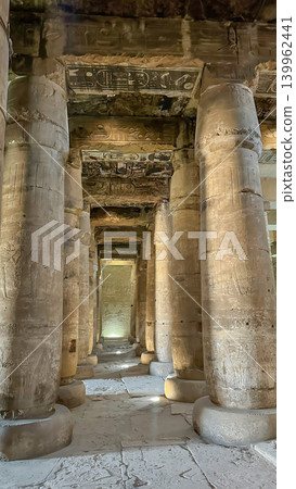 Beautiful interiors and ancient hieroglyphs in the Temple of Seti I in Abydos, Egypt. Beautiful interiors and ancient hieroglyphs in the Temple of Seti I in Abydos, Egypt. 139962441