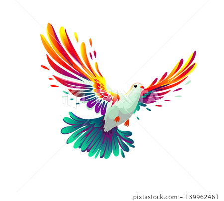 The colorful bird of peace, the dove. hand drawing. Not AI. Vector illustration The colorful bird of peace, the dove. hand drawing. Not AI. Vector illustration 139962461