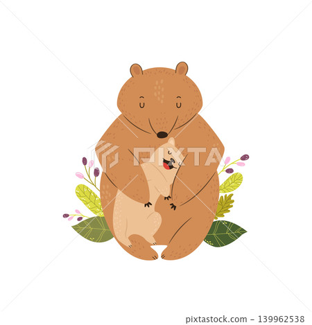 Illustration of a mother bear and her cub Illustration of a mother bear and her cub 139962538