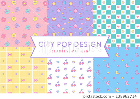 Cute retro city pop seamless pattern vector illustration Cute retro city pop seamless pattern vector illustration 139962714