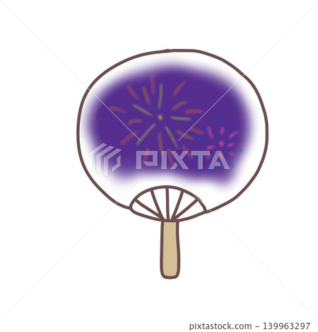 Illustration of a fan with a fireworks pattern (purple) 139963297