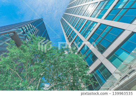 Shiodome's skyscrapers and the refreshing blue sky 139963535