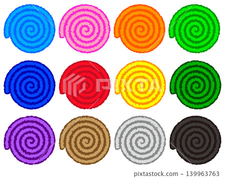 A set of illustrations featuring spiral symbols. A set of illustrations featuring spiral symbols. 139963763