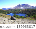 View of Shiratori Pond and Karakuni-dake Mountain from Shiratori-yama, Ebino Plateau walking trail, Miyazaki Prefecture 139963817