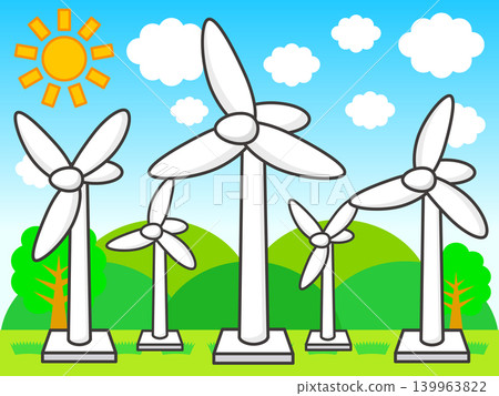 Wind power generation illustration material Wind power generation illustration material 139963822