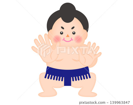 插畫素材 4:相撲選手擺出衝刺姿勢 插畫素材 4:相撲選手擺出衝刺姿勢 139963847