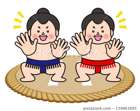 Illustration of sumo wrestlers in a sumo ring (3) Illustration of sumo wrestlers in a sumo ring (3) 139963895