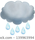 Rain cloud weather icon, cute watercolor illustration Rain cloud weather icon, cute watercolor illustration 139963994