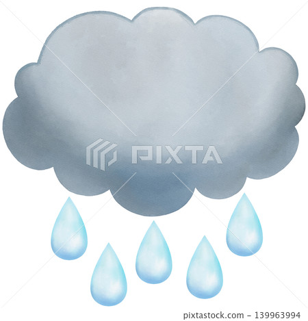Rain cloud weather icon, cute watercolor illustration Rain cloud weather icon, cute watercolor illustration 139963994