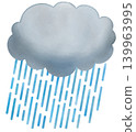 Heavy rain weather icon - Cute watercolor illustration Heavy rain weather icon - Cute watercolor illustration 139963995