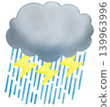 Thunderstorm weather icon - Cute watercolor illustration Thunderstorm weather icon - Cute watercolor illustration 139963996