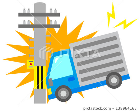 卡車撞上電線桿的示意圖 卡車撞上電線桿的示意圖 139964165