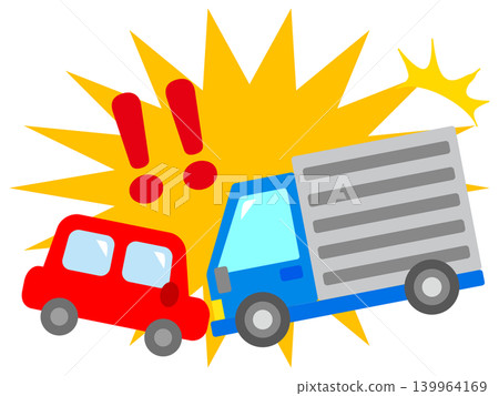 插圖素材 2:一輛轎車和一輛卡車發生交通事故。 插圖素材 2:一輛轎車和一輛卡車發生交通事故。 139964169