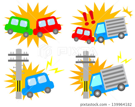 一組涉及交通事故的汽車插圖（3） 139964182