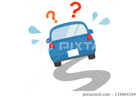 一輛迷路的汽車行駛不穩的示意圖。 一輛迷路的汽車行駛不穩的示意圖。 139964194