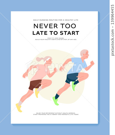 Senior Couple Dynamic Running Pose Healthy Aging Active Lifestyle 139964455