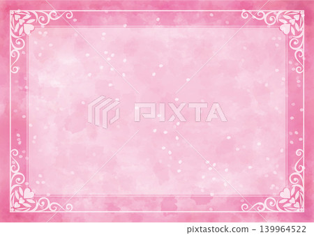 Background material: Springtime cherry blossom blizzard image background - pink, cherry blossoms, plum blossoms, watercolor painting, with decorative border. 139964522