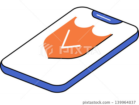 Smartphone with security shield and checkmark vector illustration. Cybersecurity, mobile safety, data protection, antivirus software, privacy settings, digital verification. Cellphone with protection 139964837