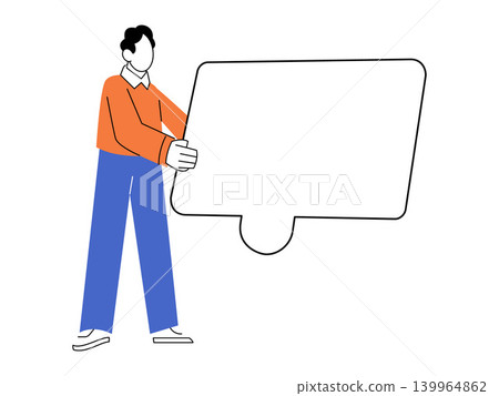 Man holding a large puzzle piece vector illustration. Problem solving, business strategy, teamwork, logic, connection, integration. Male character carrying a jigsaw element for project success Man holding a large puzzle piece vector illustration. Problem solving, business strategy, teamwork, logic, connection, integration. Male character carrying a jigsaw element for project success 139964862