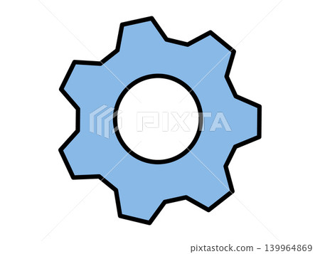 Blue gear icon vector illustration. Settings, engineering, industrial process automation, maintenance, technical support, software configuration, progress. Mechanical cogwheel symbol Blue gear icon vector illustration. Settings, engineering, industrial process automation, maintenance, technical support, software configuration, progress. Mechanical cogwheel symbol 139964869