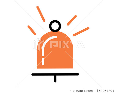 Orange emergency siren light icon vector illustration. Public safety, security systems, urgent notification, hazard warning, police patrol, ambulance service. Flashing beacon signal 139964894