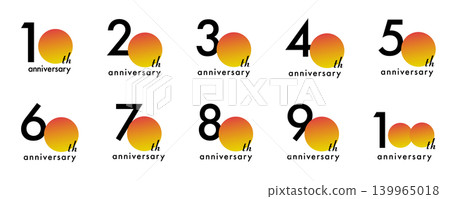 10-100週年紀念標誌 - 紅黃配色 | 優雅、精緻、未來、激情、黎明 10-100週年紀念標誌 - 紅黃配色 | 優雅、精緻、未來、激情、黎明 139965018