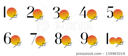 10-100週年紀念標誌 - 紅黃配色 | 簡約、未來、熱情、黎明 10-100週年紀念標誌 - 紅黃配色 | 簡約、未來、熱情、黎明 139965019