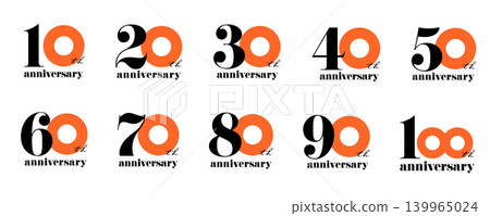 10th-100th Anniversary Logo - Circular Orange | Energetic, Positive Future, Passion 139965024