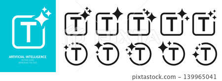 Icons for Improving text using AI sparkle set artificial intelligence symbols star frames design Icons for Improving text using AI sparkle set artificial intelligence symbols star frames design 139965041