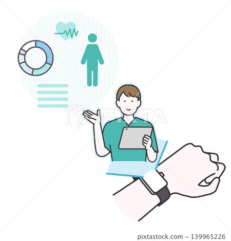 Image illustration of a nurse using a smartwatch for health management. Image illustration of a nurse using a smartwatch for health management. 139965226