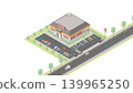 以等距投影法繪製的西式家庭餐廳影像（純色背景）。 139965250