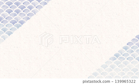 Seigaiha (wave pattern) Japanese frame illustration: Watercolor-style blue wave pattern and washi paper copy space background material. Seigaiha (wave pattern) Japanese frame illustration: Watercolor-style blue wave pattern and washi paper copy space background material. 139965322