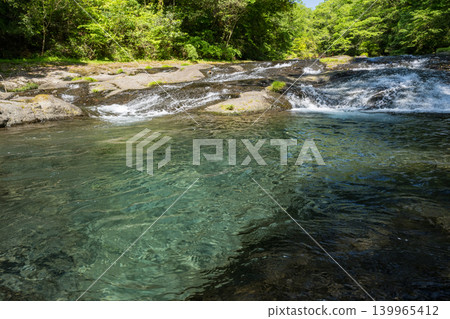 Beautiful scenery of Kikuchi Gorge when it was fresh green Beautiful scenery of Kikuchi Gorge when it was fresh green 139965412