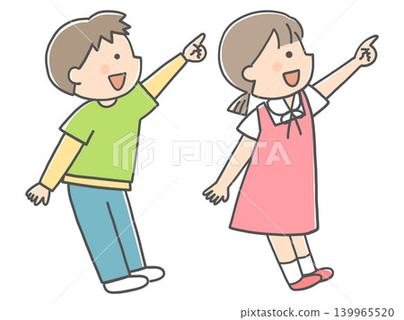 A child pointing upwards while facing sideways. A child pointing upwards while facing sideways. 139965520