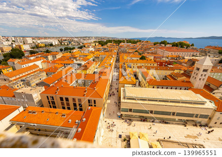 Panoramic view of Roman Forum from Bell Tower of St. Anastasia Cathedral in Zadar, Croatia Panoramic view of Roman Forum from Bell Tower of St. Anastasia Cathedral in Zadar, Croatia 139965551