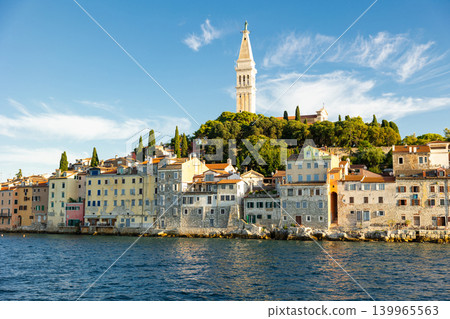 Rovinj old town with Church of St. Euphemia on Adriatic coast Rovinj old town with Church of St. Euphemia on Adriatic coast 139965563