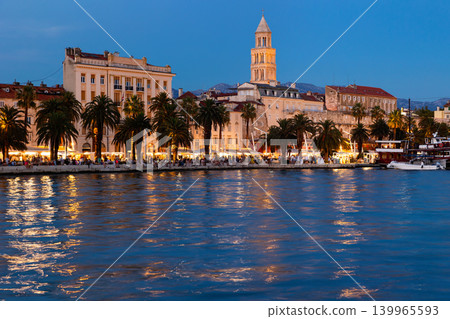 Skyline of city Split and harbour in Evening Skyline of city Split and harbour in Evening 139965593