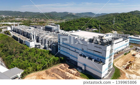 Exterior view of Micron Memory Japan factory in Higashihiroshima City, Hiroshima Prefecture (Drone aerial photography)_HHMIC_No37 Exterior view of Micron Memory Japan factory in Higashihiroshima City, Hiroshima Prefecture (Drone aerial photography)_HHMIC_No37 139965806