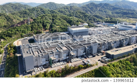 Exterior view of Micron Memory Japan factory in Higashihiroshima City, Hiroshima Prefecture (Drone aerial photography_HHMIC_No43) 139965812