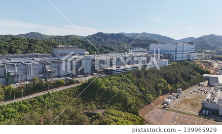 Exterior view of Micron Memory Japan factory in Higashihiroshima City, Hiroshima Prefecture (Drone aerial photography)_HHMIC_No55 139965929