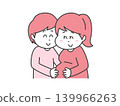 An illustration of a couple overjoyed at the arrival of their baby. 139966263
