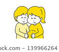 An illustration of a couple overjoyed at the arrival of their baby. 139966264