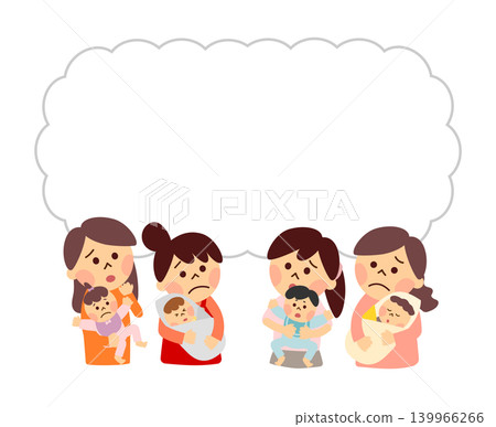 母親們抱著嬰兒,神情焦慮,心事重重。 母親們抱著嬰兒,神情焦慮,心事重重。 139966266