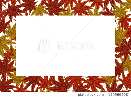 [Autumn Leaves Horizontal Frame] Hand Embroidery Illustration Material 139966308