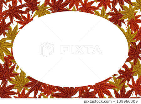 [Autumn Leaves Horizontal Frame] Hand Embroidery Illustration Material 139966309