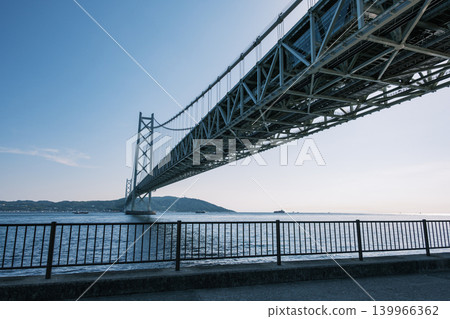Akashi Kaikyo Bridge and Awaji Island seen from Maiko Park Akashi Kaikyo Bridge and Awaji Island seen from Maiko Park 139966362