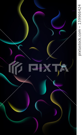 Abstract dark fluid background with vibrant neon gradients of purple blue teal and yellow glowing liquid shapes on black backdrop, tech aesthetics Abstract dark fluid background with vibrant neon gradients of purple blue teal and yellow glowing liquid shapes on black backdrop, tech aesthetics 139966424