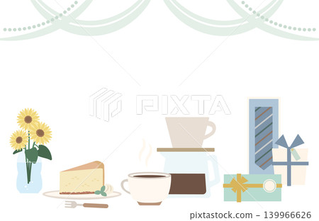 父親節禮物與咖啡館時光背景插畫素材 139966626