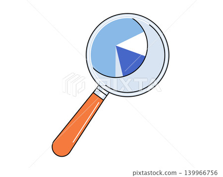 Magnifying glass focusing on a pie chart vector illustration. Data analysis, market research, financial audit, business statistics, information discovery, growth tracking. Loupe examining graph Magnifying glass focusing on a pie chart vector illustration. Data analysis, market research, financial audit, business statistics, information discovery, growth tracking. Loupe examining graph 139966756